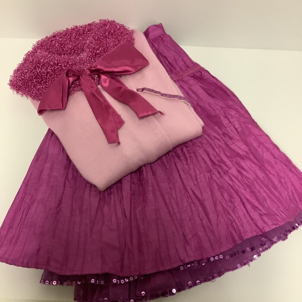American Girl Sweet Sequins Party Outfit Girls 14 Lg Skirt Sweater Collar AS IS